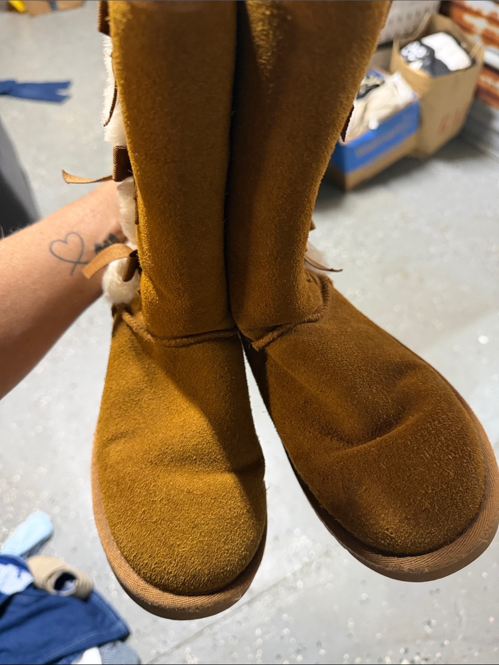 Koolaburra Women's Shearling-Lined Suede Boots in Chestnut - Picture 2 of 5